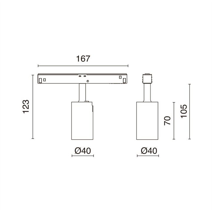 Proyector carril 48V tilt CRETE1 Dali LED COB 6.60W 668lm CRI90 3000K 20º Negro INDELUZ 1032A-L3907V2D-02