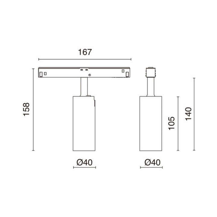 Proyector carril 48V tilt CRETE1 Dali LED COB 11W 962lm CRI90 2700K 33º Blanco INDELUZ 1032B-L3811V3D-01