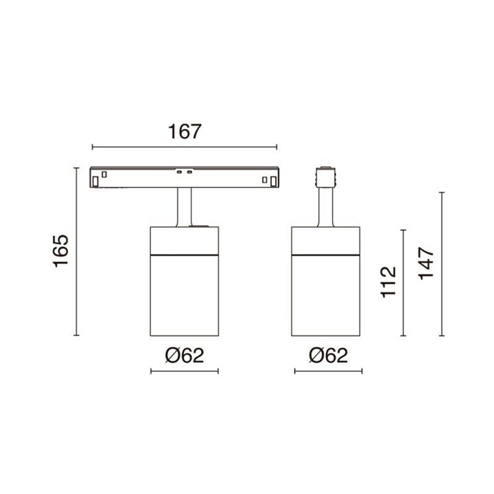 Proyector carril 48V tilt CRETE1 Dali LED COB 12.90W 1208lm CRI90 3000K 12º/46º Negro INDELUZ 1032D-L3913VVD-02