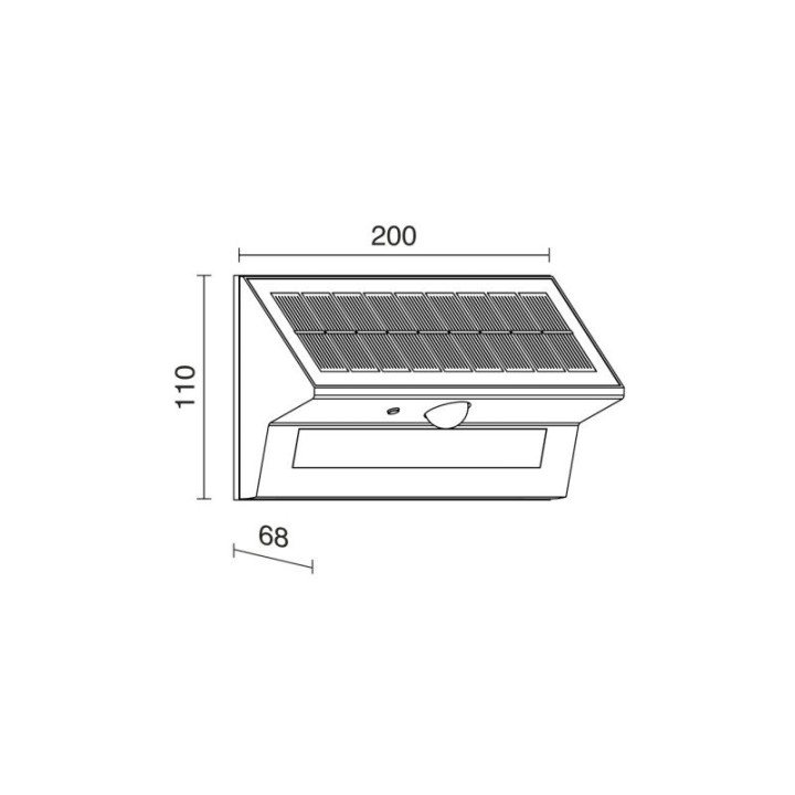 Aplique solar TONA Asymmetric IP44 LED SMD 6W 600lm CRI80 3000K Crepuscular,Movimiento Negro DOPO 1042B-L4106K-02