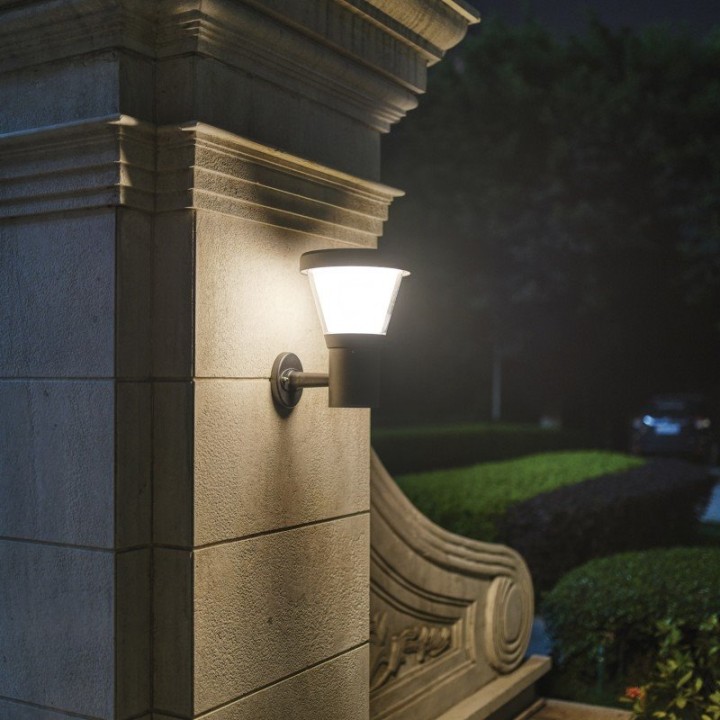 Aplique solar ERGO IP65 LED SMD 4.50W 435lm/445lm CRI80 3000K/4000K 90º Crepuscular Negro DOPO 1044A-L4105K-02