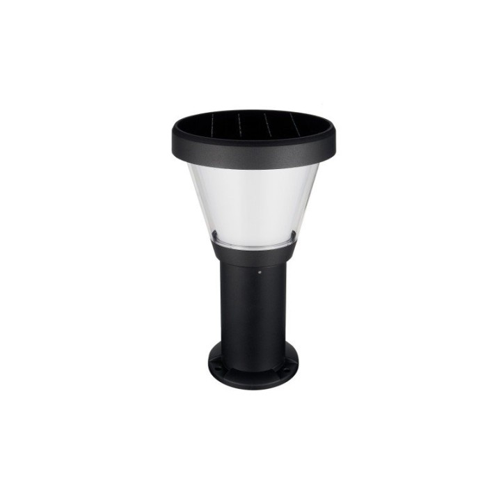Baliza solar ERGO IP65 LED SMD 4.50W 435lm/445lm CRI80 3000K/4000K 90º Crepuscular 380mm Negro DOPO 1044B-L4105K-02
