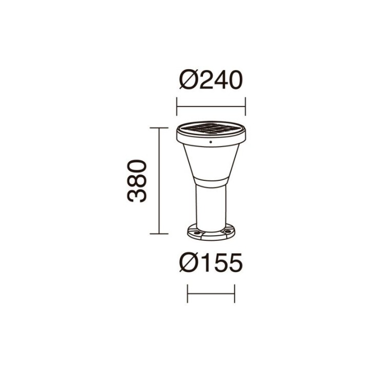 Baliza solar ERGO IP65 LED SMD 4.50W 435lm/445lm CRI80 3000K/4000K 90º Crepuscular 380mm Negro DOPO 1044B-L4105K-02