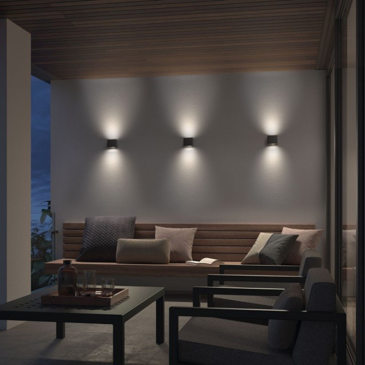 Aplique ISORA IP65 Corte de fase L,C LED COB AC 2x4W 355lm CRI90 4000K up-down Antracita DOPO 157B-L02G8B-04